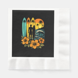 Retro Surf Beach Sunset Tropical Napkins