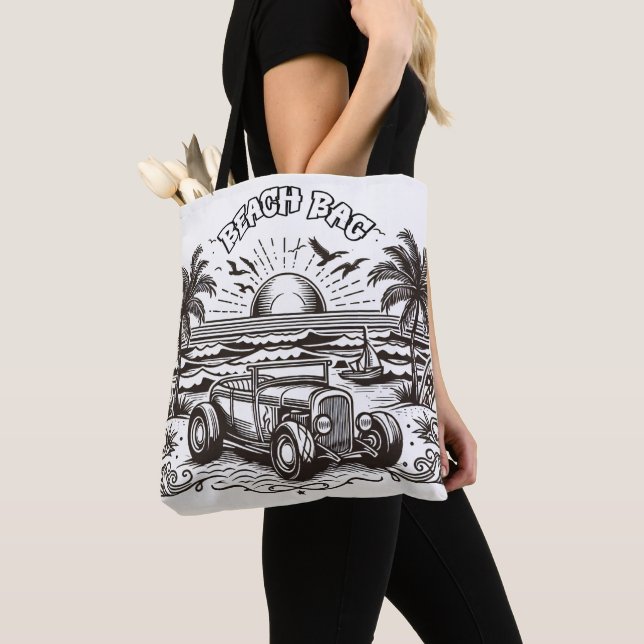 Retro Surf Car Coloring Tote Bag (Close Up)