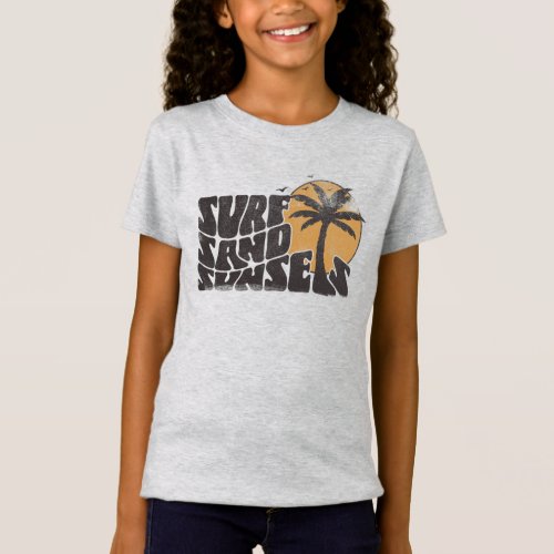 Retro Surf Sand Sunsets Palm Tree Beach Vibes T_Shirt