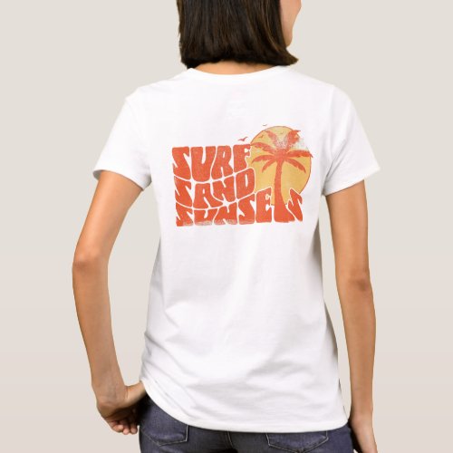 Retro Surf Sand Sunsets Palm Tree Beach Vibes T_Shirt