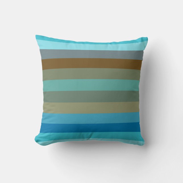 Retro Surf Stripe 1970s Beach Rainbow   Throw Pillow (Front)