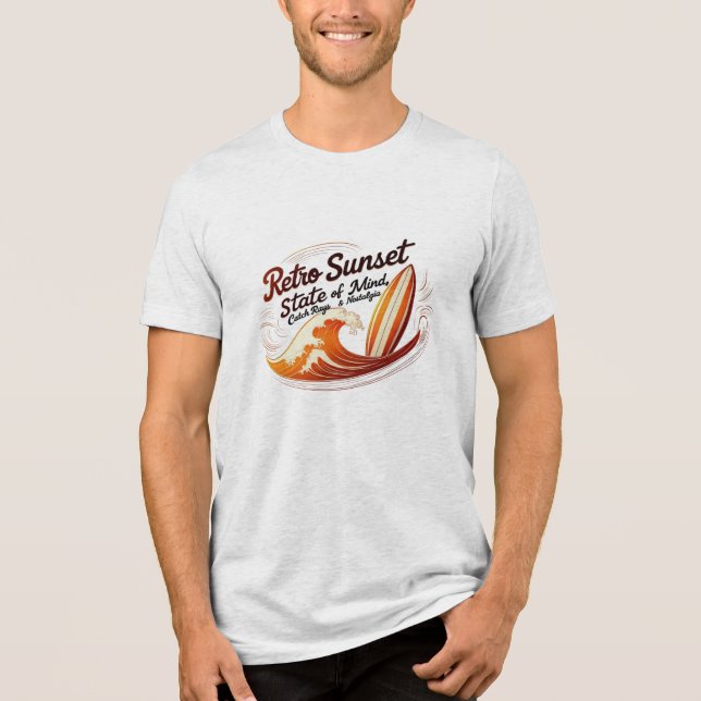 Retro Surf Sunset – Catch Waves, Rays & Nostalgia Tri-Blend Shirt (Front)