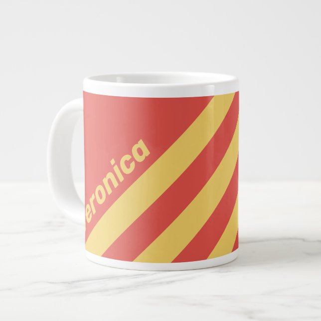 Retro Surf Sunset Three Stripes with Name Giant Coffee Mug (Front Left)