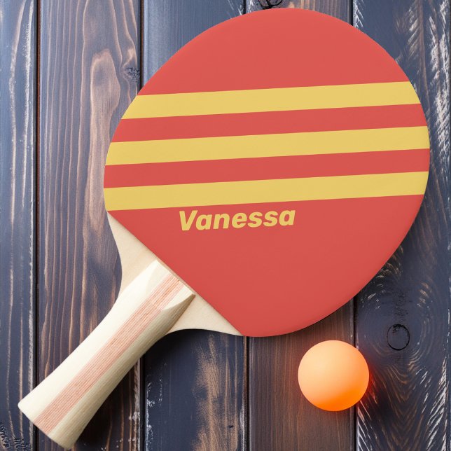 Retro Surf Sunset Three Stripes with Name Ping Pong Paddle (Creator Uploaded)