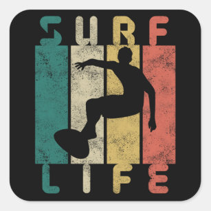 retro surf surfer gift square sticker