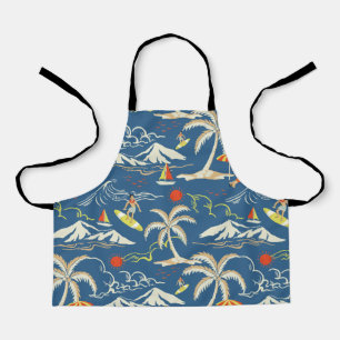 Retro Surf Tropical Pattern Apron
