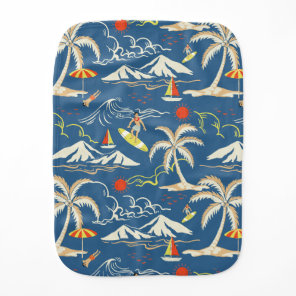 Retro Surf Tropical Pattern Baby Burp Cloth