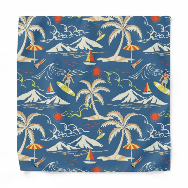 Retro Surf Tropical Pattern Bandana (Front)