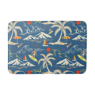 Retro Surf Tropical Pattern Bath Mat