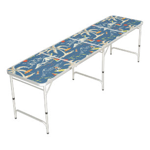 Retro Surf Tropical Pattern Beer Pong Table