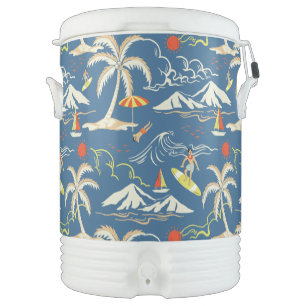 Retro Surf Tropical Pattern Beverage Cooler