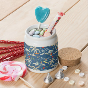 Retro Surf Tropical Pattern Candy Jar