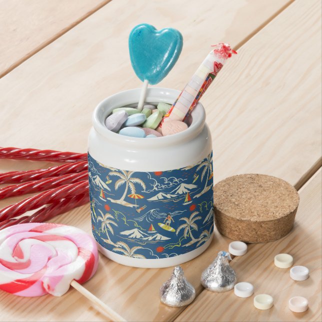 Retro Surf Tropical Pattern Candy Jar (In Situ)