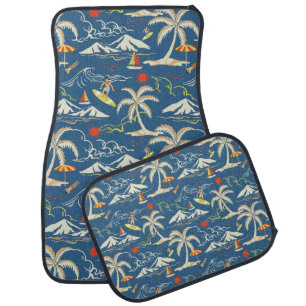 Retro Surf Tropical Pattern Car Floor Mat