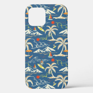 Retro Surf Tropical Pattern iPhone 12 Pro Case