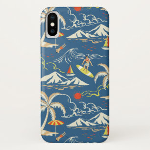 Retro Surf Tropical Pattern iPhone X Case