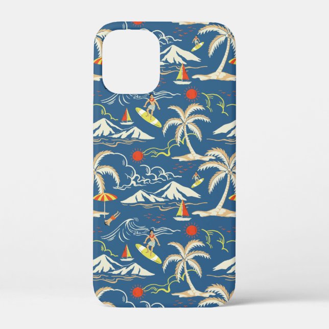 Retro Surf Tropical Pattern Case-Mate iPhone Case (Back)