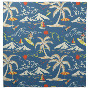 Retro Surf Tropical Pattern Cloth Napkin