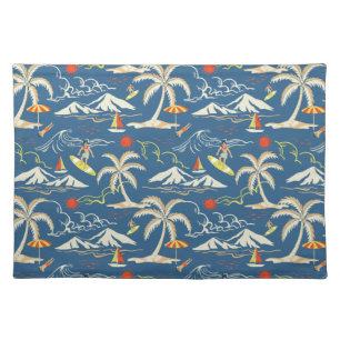 Retro Surf Tropical Pattern Cloth Placemat