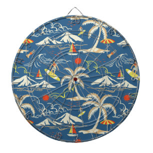 Retro Surf Tropical Pattern Dart Board
