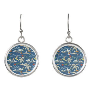 Retro Surf Tropical Pattern Earrings