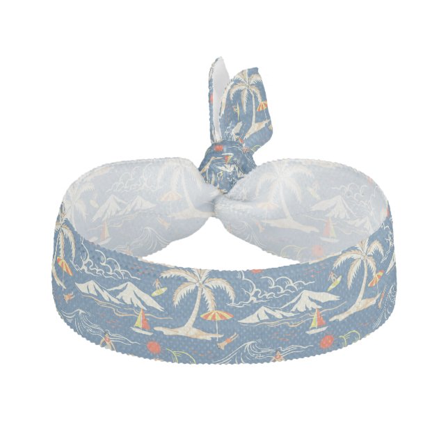 Retro Surf Tropical Pattern Elastic Hair Tie (Front)