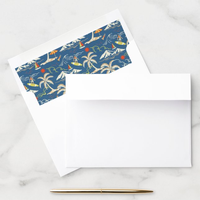 Retro Surf Tropical Pattern Envelope Liner (Desk)