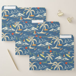 Retro Surf Tropical Pattern File Folder