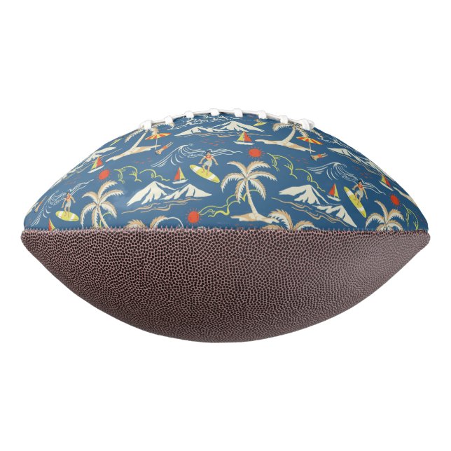 Retro Surf Tropical Pattern Football (Rotated 90)