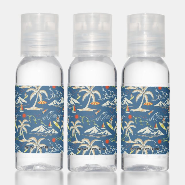 Retro Surf Tropical Pattern Hand Sanitizer (Set)
