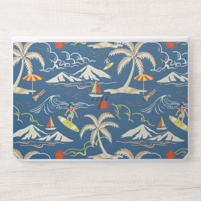 Retro Surf Tropical Pattern HP Laptop Skin (Front)