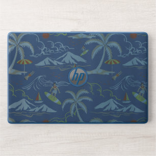Retro Surf Tropical Pattern HP Laptop Skin