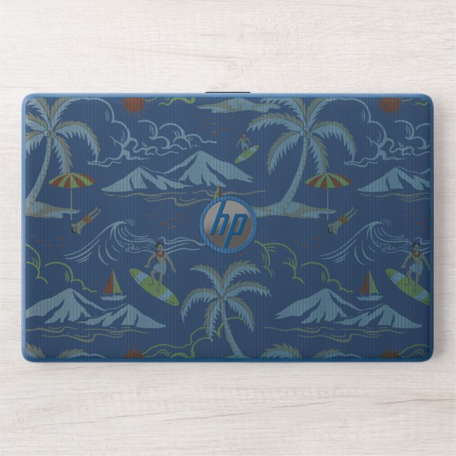 Retro Surf Tropical Pattern HP Laptop Skin (Front)