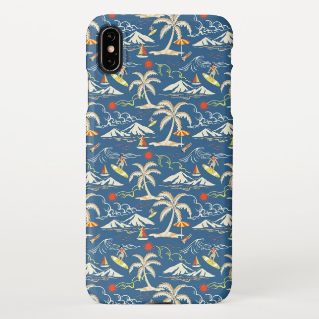 Retro Surf Tropical Pattern iPhone Case (Back)