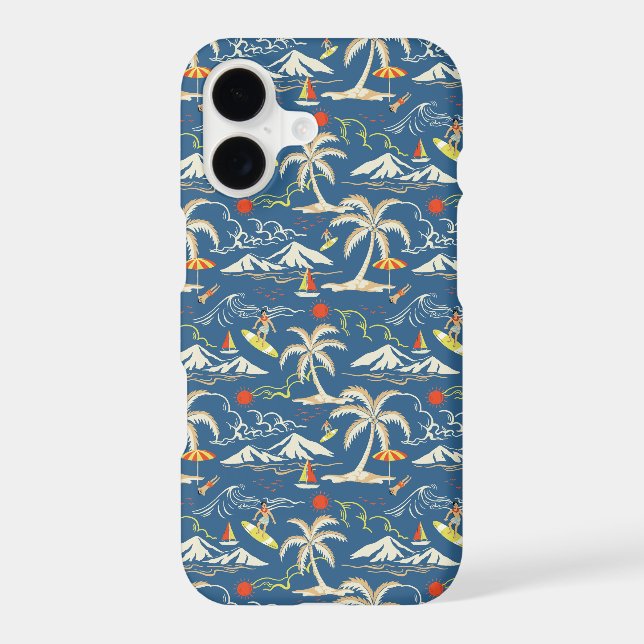 Retro Surf Tropical Pattern iPhone Case (Back)