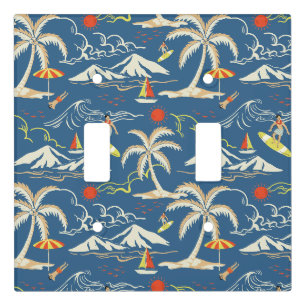 Retro Surf Tropical Pattern Light Switch Cover