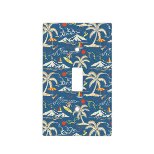 Retro Surf Tropical Pattern Light Switch Cover