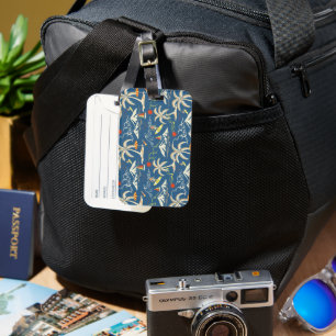 Retro Surf Tropical Pattern Luggage Tag