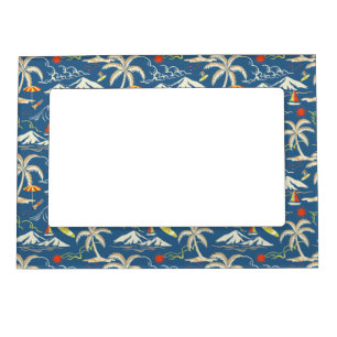 Retro Surf Tropical Pattern Magnetic Frame