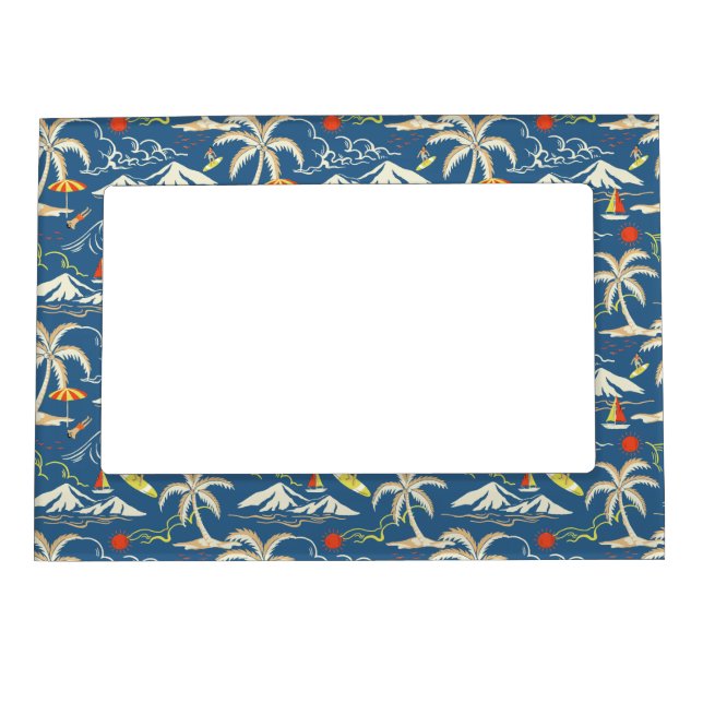 Retro Surf Tropical Pattern Magnetic Frame (Front)