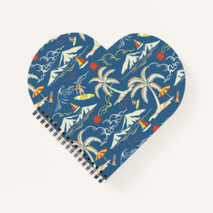 Retro Surf Tropical Pattern Notebook