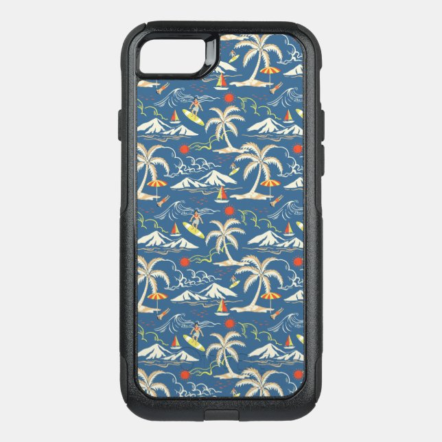 Retro Surf Tropical Pattern Otterbox iPhone Case (Back)