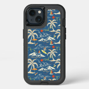 Retro Surf Tropical Pattern iPhone 13 Case