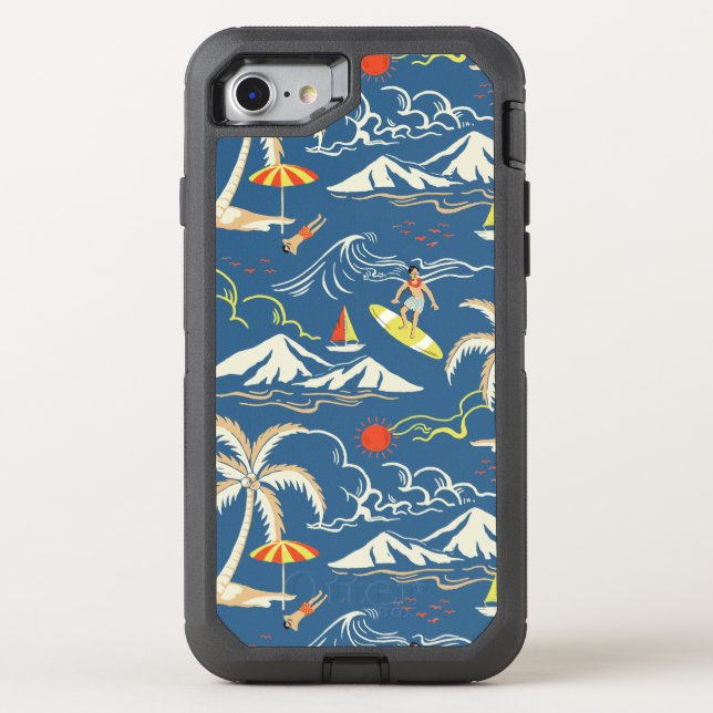 Retro Surf Tropical Pattern Otterbox iPhone Case (Back)