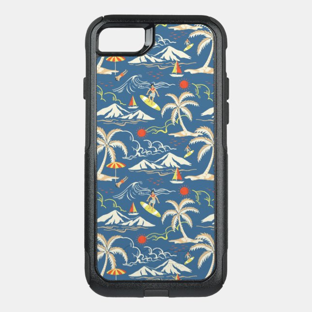 Retro Surf Tropical Pattern Otterbox iPhone Case (Back)