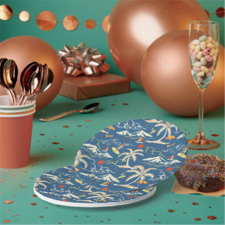 Retro Surf Tropical Pattern Paper Plates