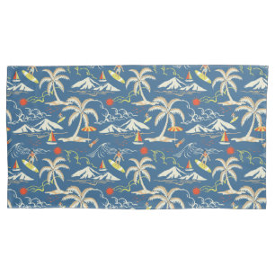 Retro Surf Tropical Pattern Pillow Case