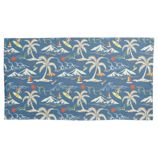 Retro Surf Tropical Pattern Pillow Case (Front)