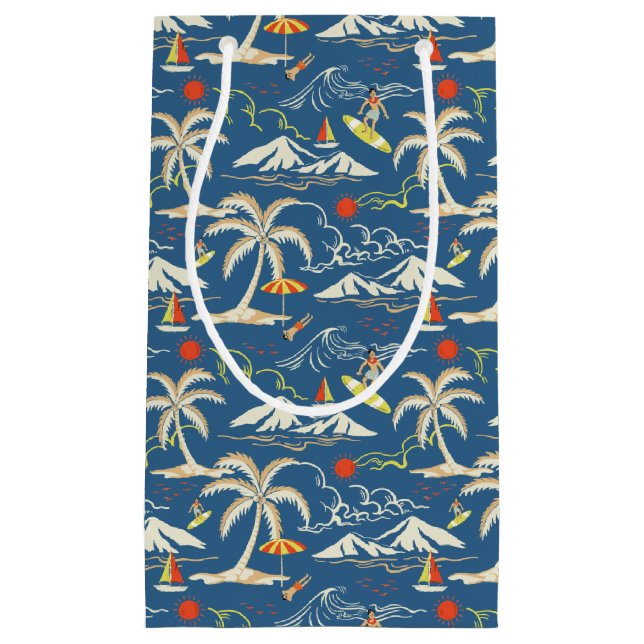 Retro Surf Tropical Pattern Small Gift Bag (Front)