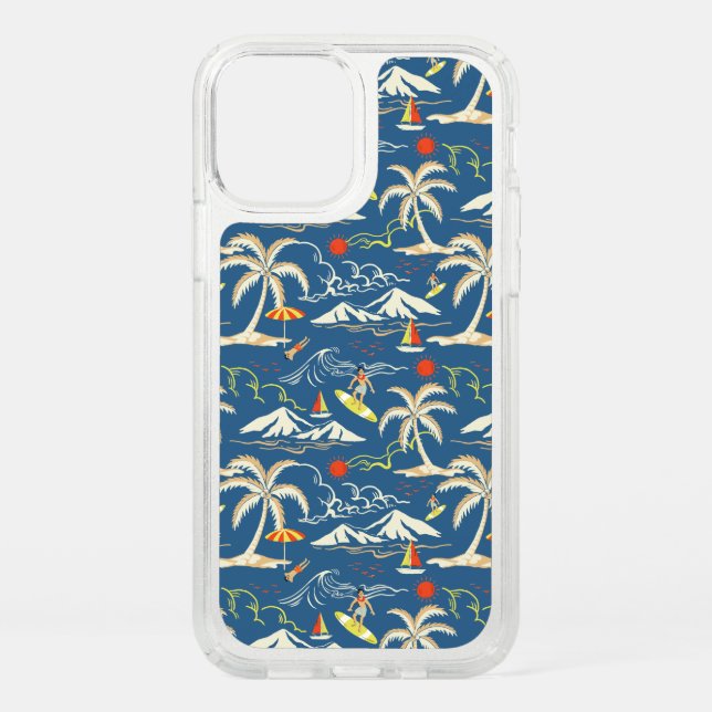 Retro Surf Tropical Pattern Speck iPhone 12 Pro Case (Front)